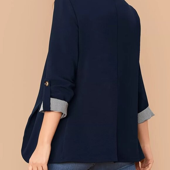 One Button Roll-Up Sleeve Blazer - Picture 4 of 5